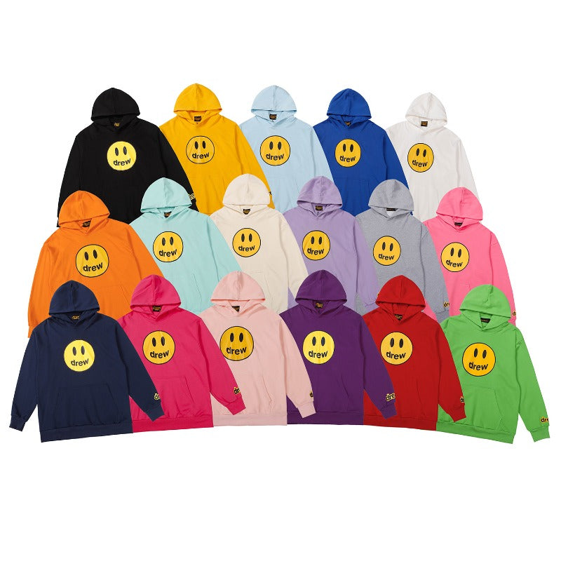 Drew house hoodie - autumn/winter d@ew classic smiley face letter print hooded sweatshirt (available in fleece and terry loop)