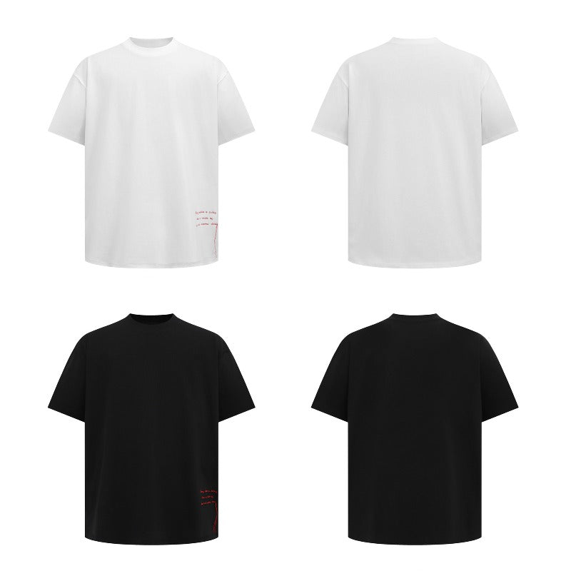 Men's t-shirts: american streetwear summer unisex premium minimalist solid color design heavyweight short sleeve tee
