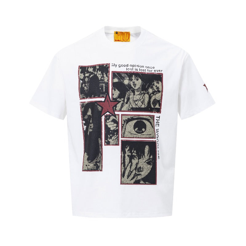 Men's t-shirts: wt american street style, unisex, premium feel, summer cartoon graphic design, cool-touch, men's loose fit short sleeve tee