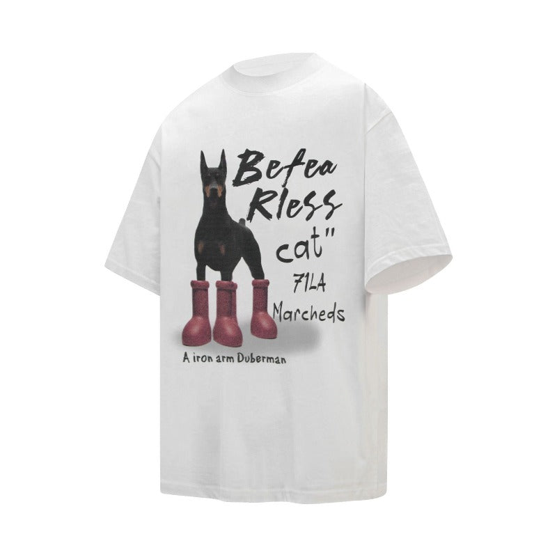 Men's t-shirts: american streetwear retro doberman design, men's oversized premium unisex short sleeve tee