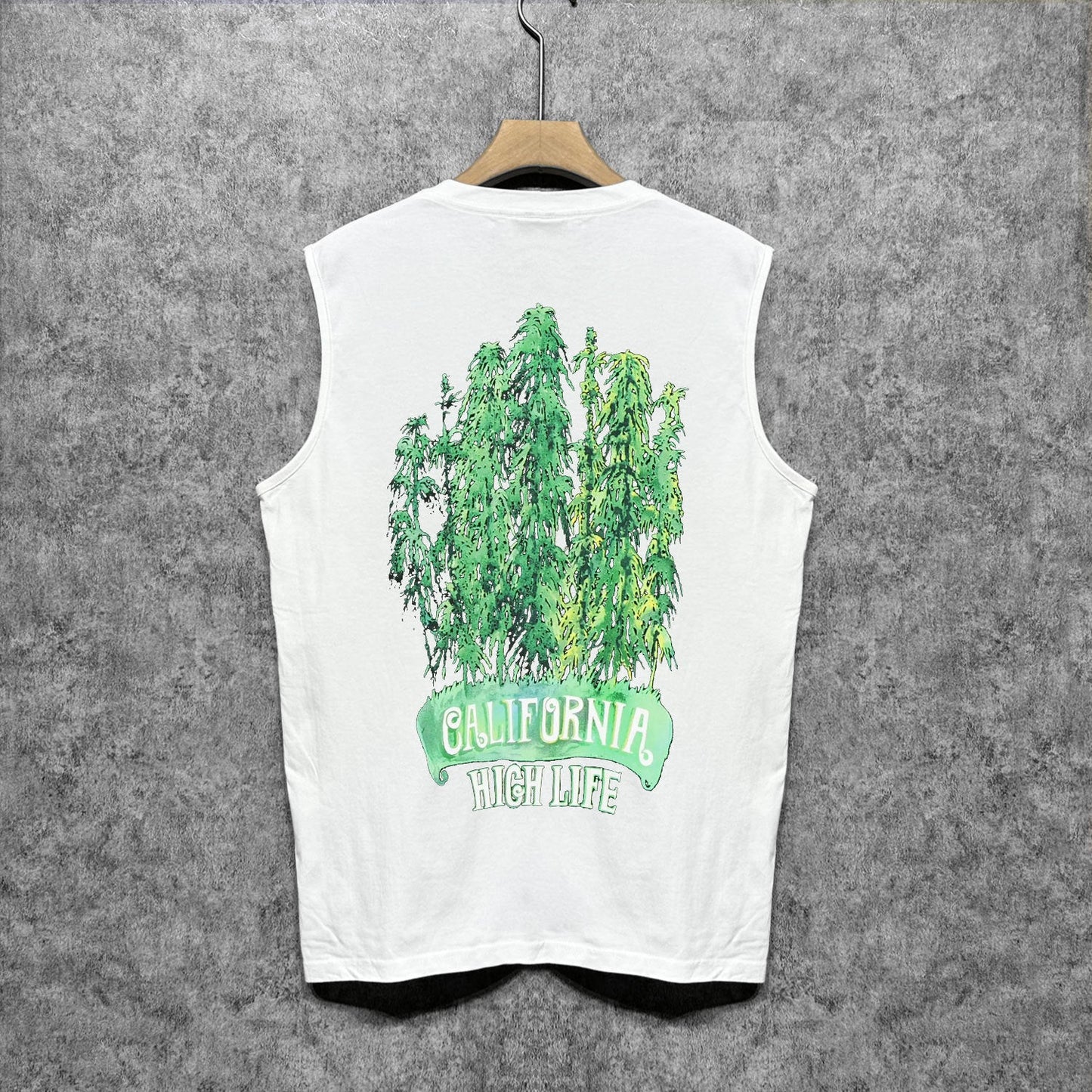 Amiri tank top green leaf letterprinting