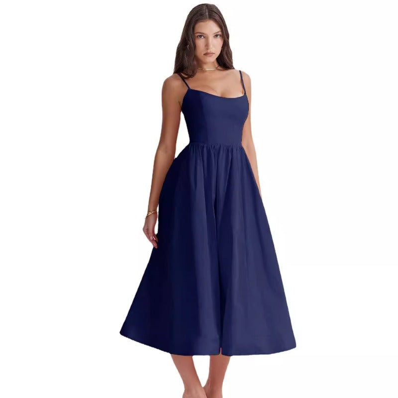 Women's dress - export quality, amazon style, long summer dress, cross-border sexy backless cami, gentle style dress for women