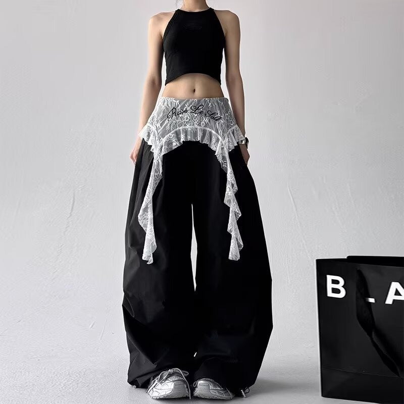 Womens casual pants summer lace stitching slacks