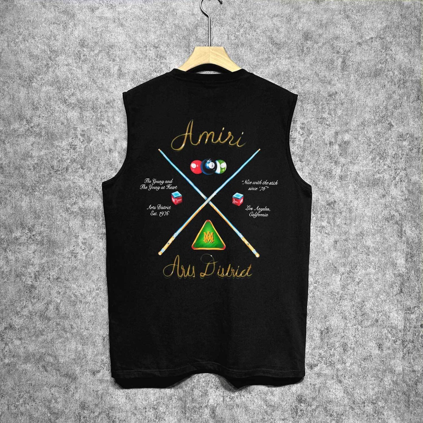 Amiri tank top billiard cue printing